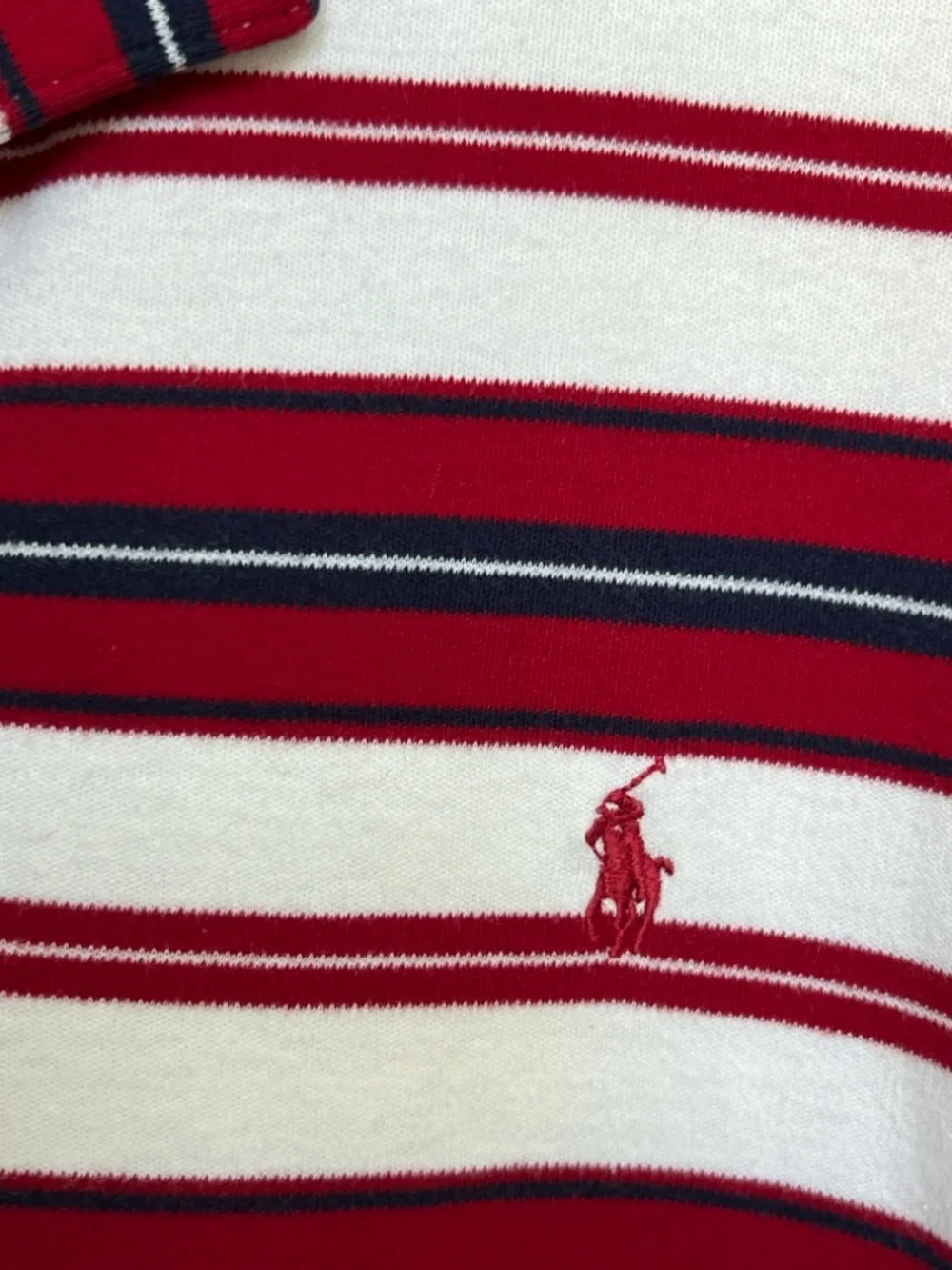 Polo by Ralph Lauren Men’s Red, Blue & White Striped Polo Shirt